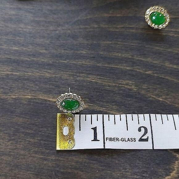 Vtg faux serpentine & rhinestone oval studs - Picture 2 of 7